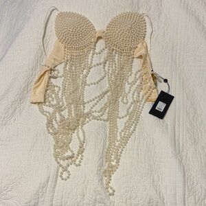 Fashion Nova Ivory Pearls on Pearls Bralette